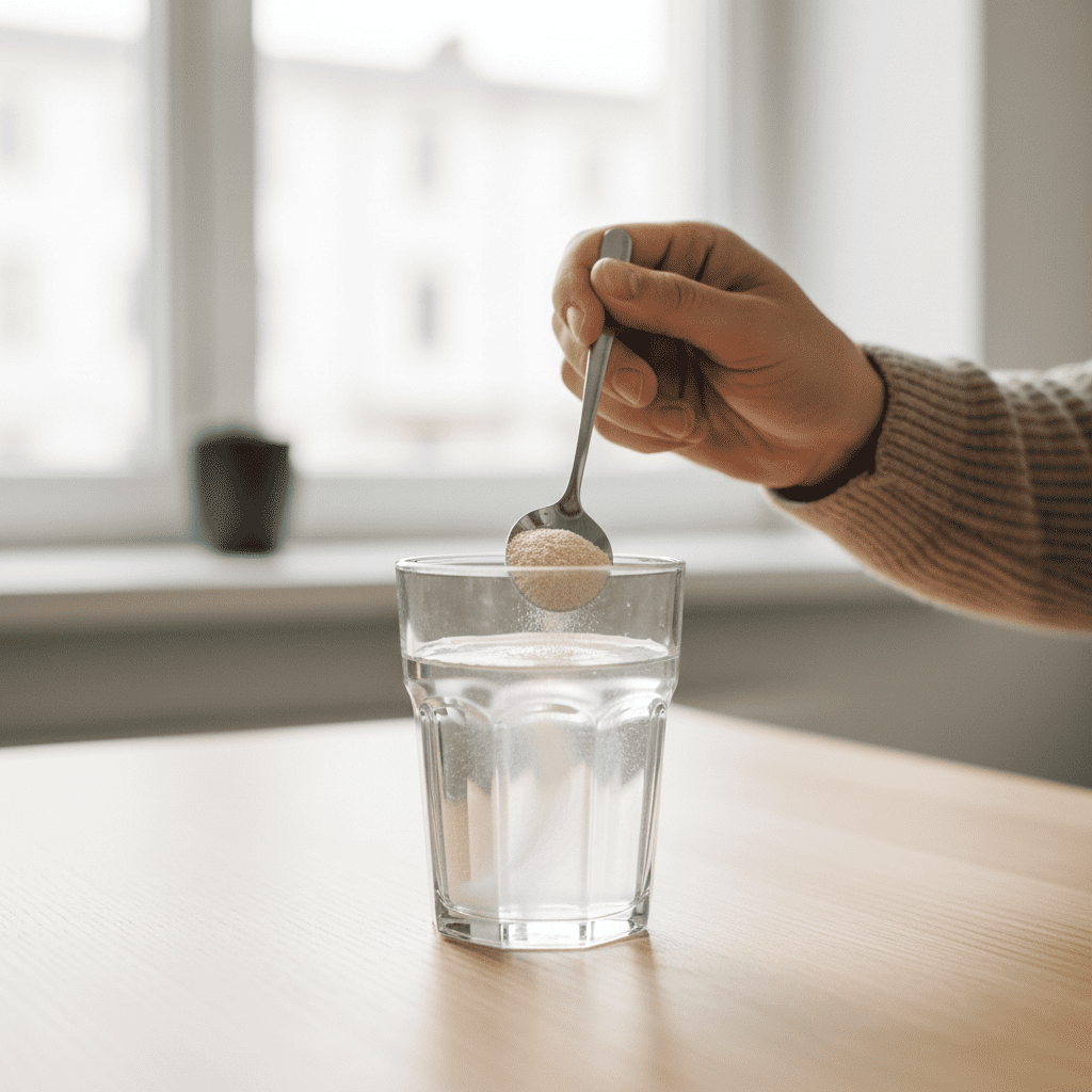 Psyllium husk mixed into water as a supplement for IBS-C