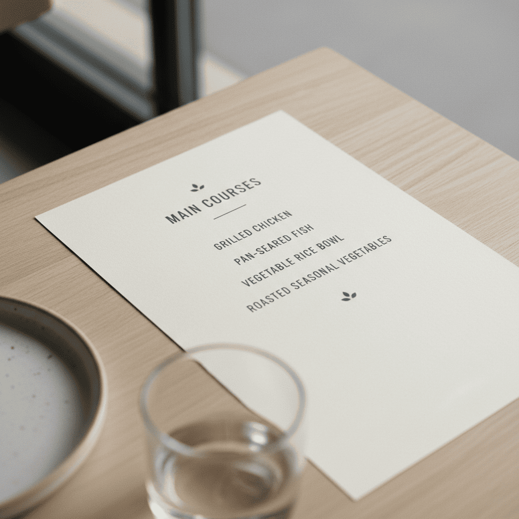 Restaurant menu highlighting simple grilled options and plain sides suitable for low FODMAP ordering